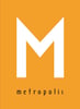 M logo bright orange letter and text